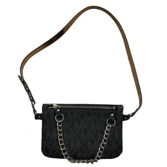 Michael Kors belt bag signature mk gray black L