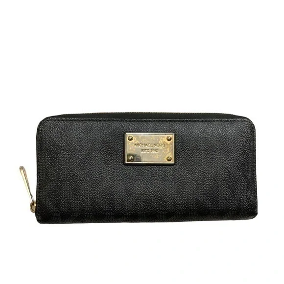 Michael kors signature mk zipper clutch wallet brown