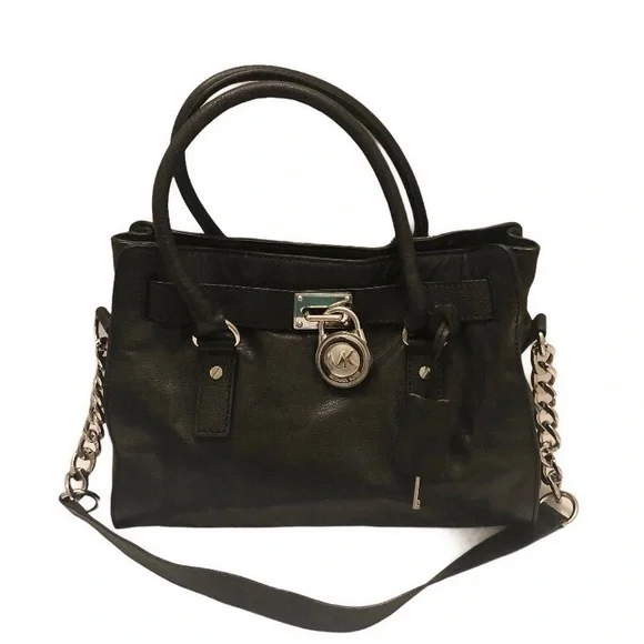 Michael kors black leather Hamilton satchel bag