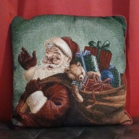 Vintage Festive Santa Claus Tapestry Throw Pillow
