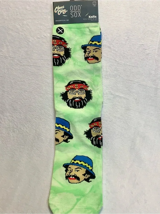 Odd Sox Cheech and Chong Socks Printed Socks Green Sizes 8-12 NEW