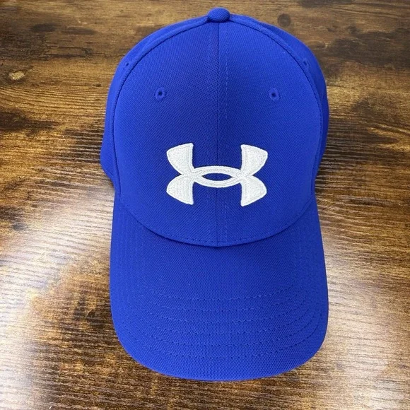 Under Armour Blue Blitzing Stretch Fit Hat Cap Adult L/XL Royal Blue