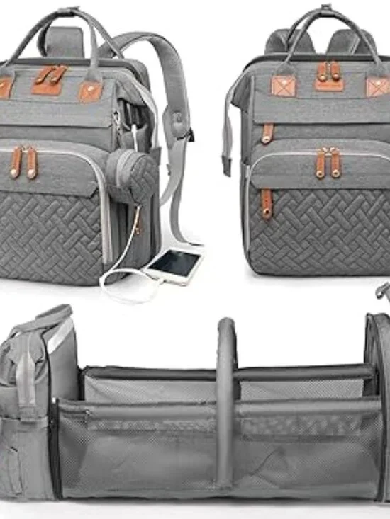 Baby Diaper Bag with Changing Station, Waterproof Diaper Bag Backpack for Moms D