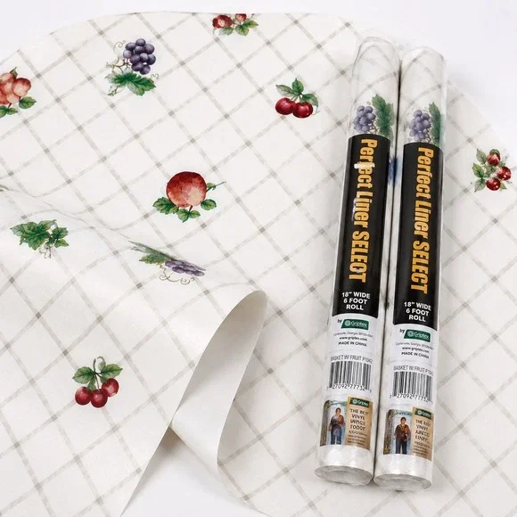 Griptex Perfect Shelf Liner Fruit Veggie Cottagecore Lot 2 Rolls 18