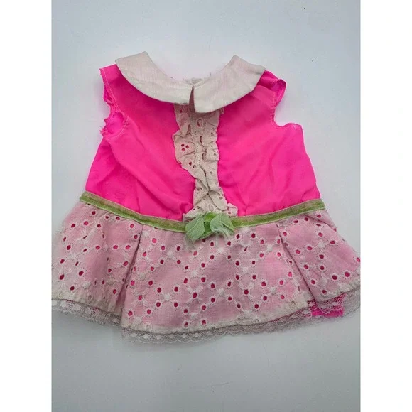 Baby 1964‎ First Step Pink Eyelet Lace Doll Dress Vintage Japan Accessory