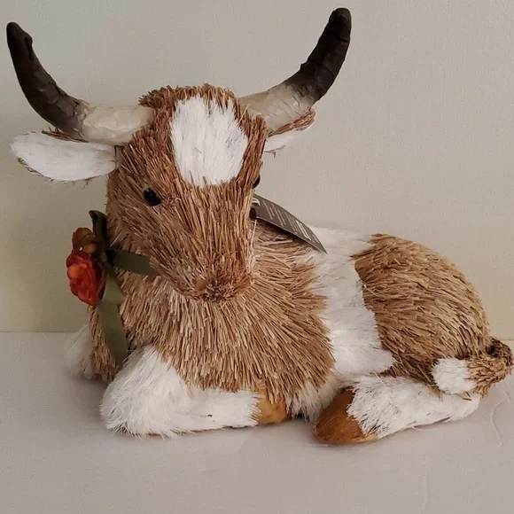 Vintage Pier 1 Fall Hank The Longhorn Farm Straw Animal