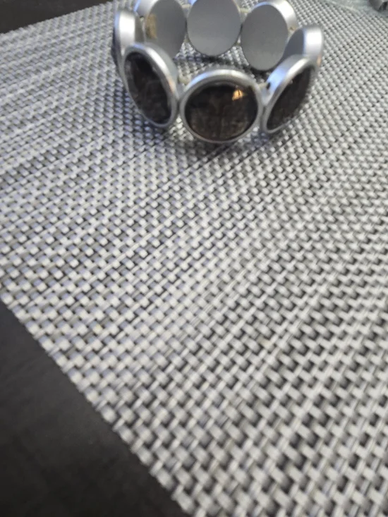 Silver Tone Stretch Bracelet with Dark Stone Inlays