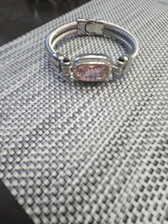 Silver Bracelet with Pink Stone - Women Jewelry