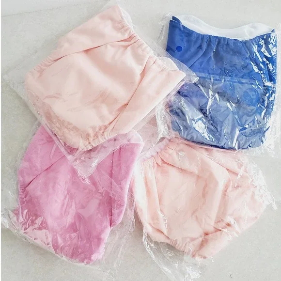 Cloth Diaper Pocket Covers Blue Pink Peach Reusable Washable Set NB