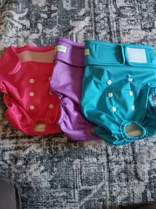 Reusable Kids Swim Diaper Set in Pink, Purple & Teal Size Large.