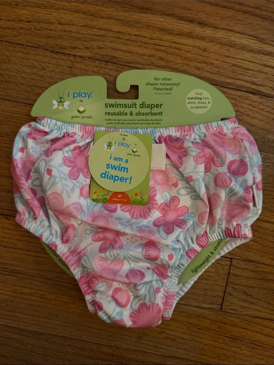 i play Pink by Green Sprouts Floral Reusable Swim Diaper for Kids NWT