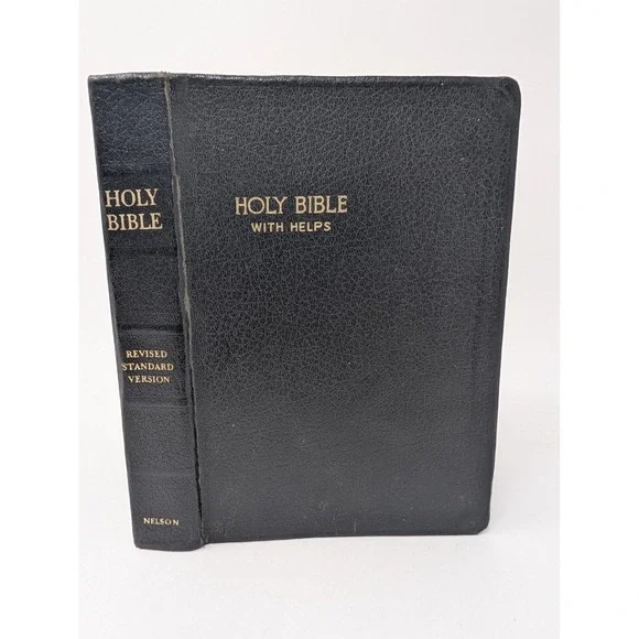 Vintage 1952 Holy Bible Revised Standard Version With Helps Black Leather Nelson