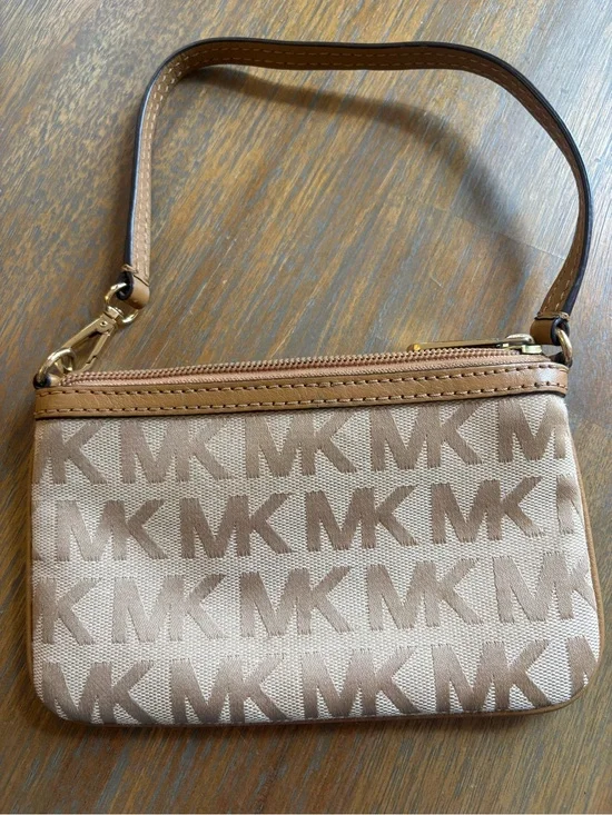 Michael Kors Tan MK Logo Wristlet