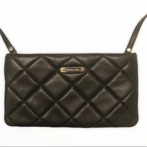 Michael kors black leather quilted mini bag