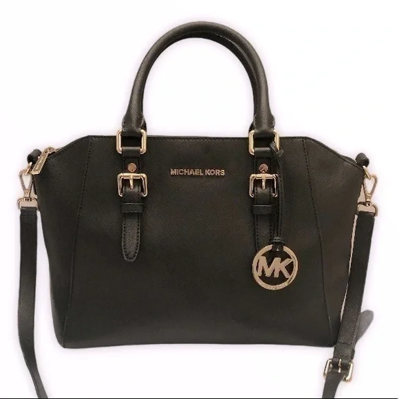 Michael kors black two way zipper bag satchel