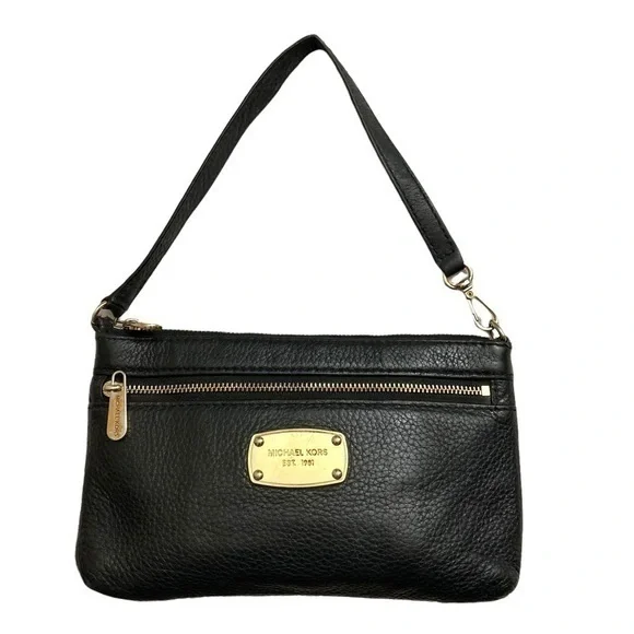 Michael kors black leather mini bag wristlet adorable