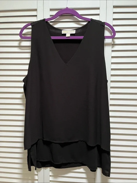 Michael Kors Black Layered V-Neck Camisole Top