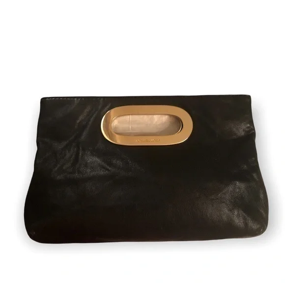 Michael kors black leather clutch bag