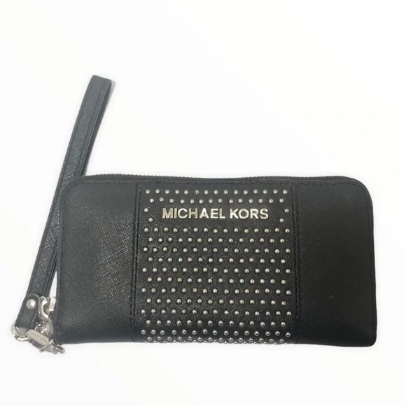 Michael kors black wristlet clutch micro studs