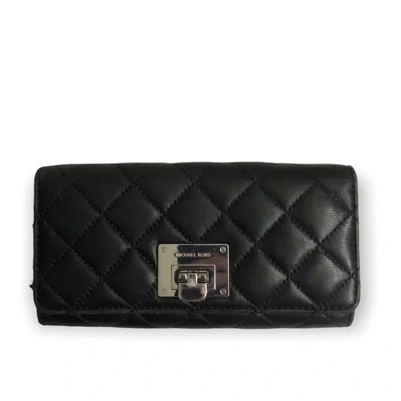 Michael kors black quilted wallet