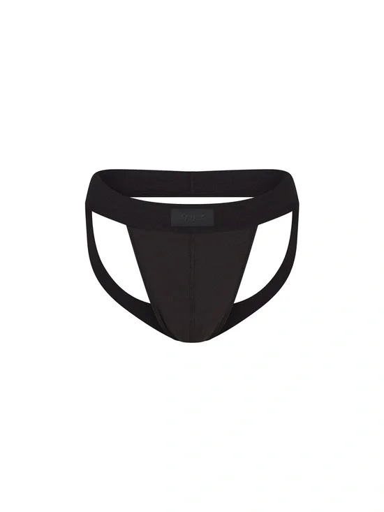 SKIMS Men's Black Cotton Athletic Jockstrap