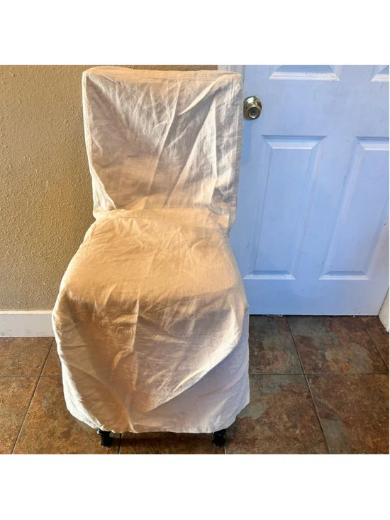 Pottery Barn Beige Linen Dining Room Chair Slipcovers French Country set 4