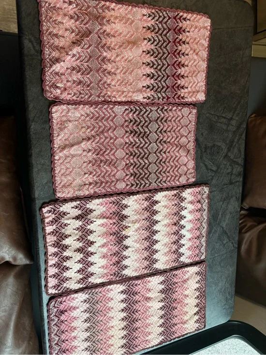 Vintage granny cor Handwoven Pink Chevron Table Runners/mats- Set of 4, 2 sizes