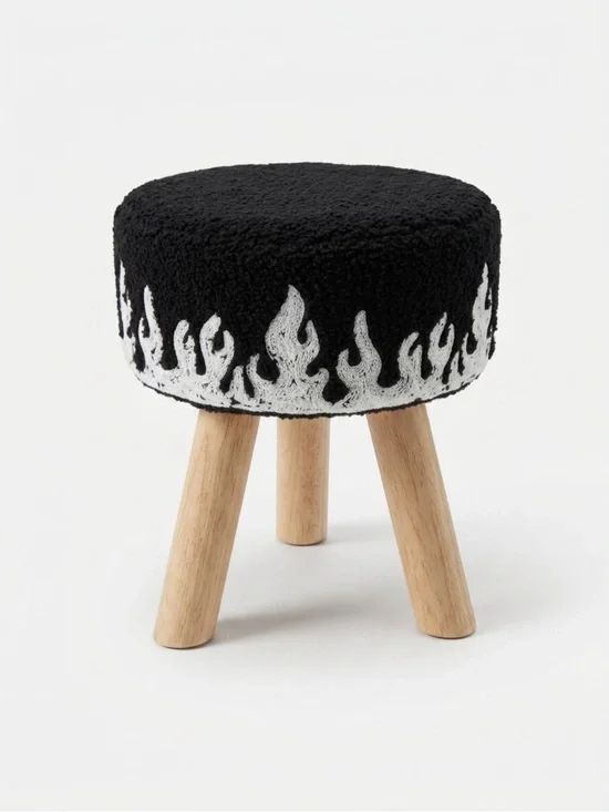 Black and white Flame Accent Stool