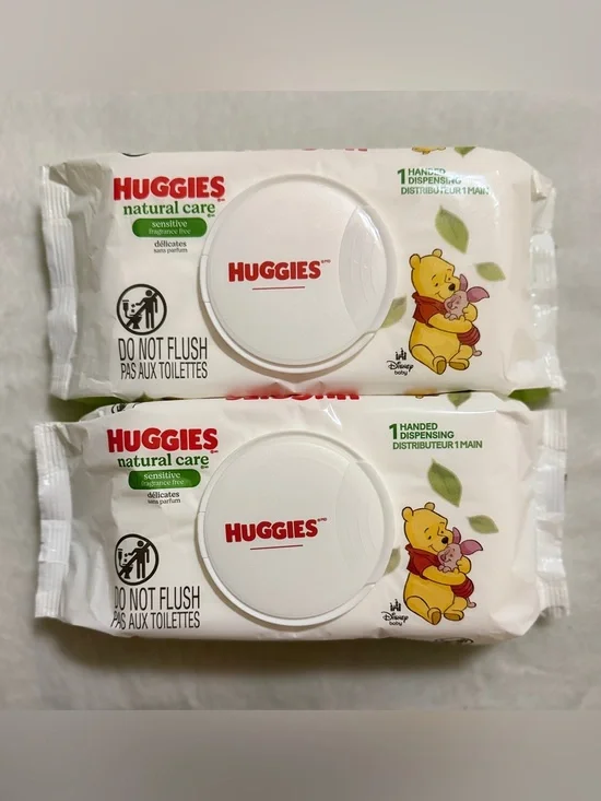 Huggies Natural Care Baby Wipes 56‎ Count Per Pack Lot of 2 Packs - 112 wipes