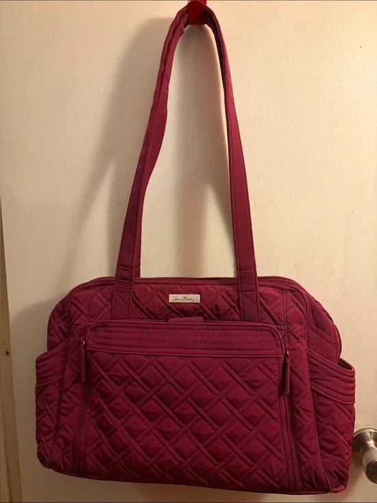 Vera Bradley Quilted Plum Diaper Bag with attached Zip-Out Cloth Changing Pad