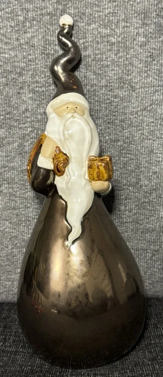 Pier 1 Imports 14” Ceramic Santa Figurine Metallic Brown Luster Glaze Farmhouse