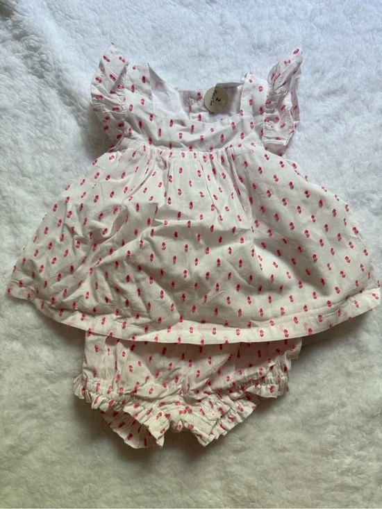 Nordstrom White and Pink Ruffle Diaper Cover Set