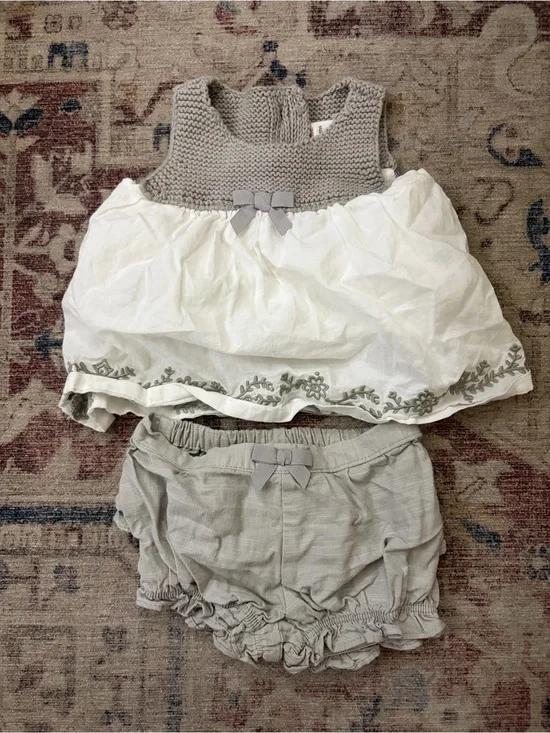 Gymboree Gray and White Bow Tank Top with Matching Bloomers
