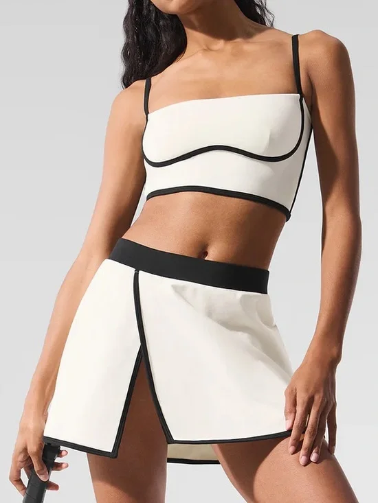 Alo Airbrush Streamlined Two-Piece Crop Top & Skirt Set