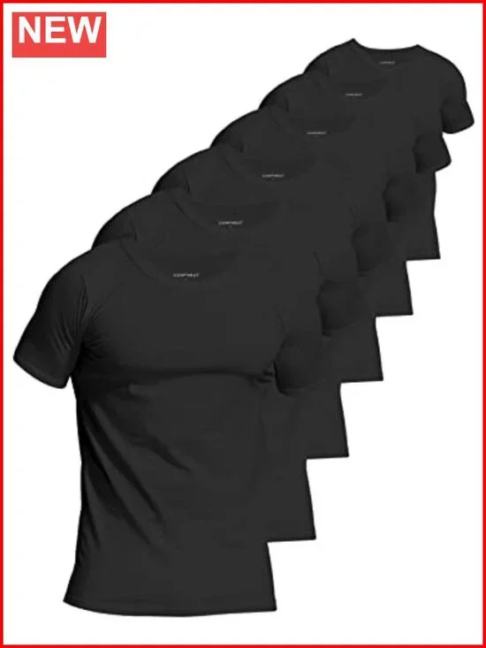 Men's 6-Pack Pure Cotton Crew Neck Undershirts Comfortable Short Sleeve T-Shirts
