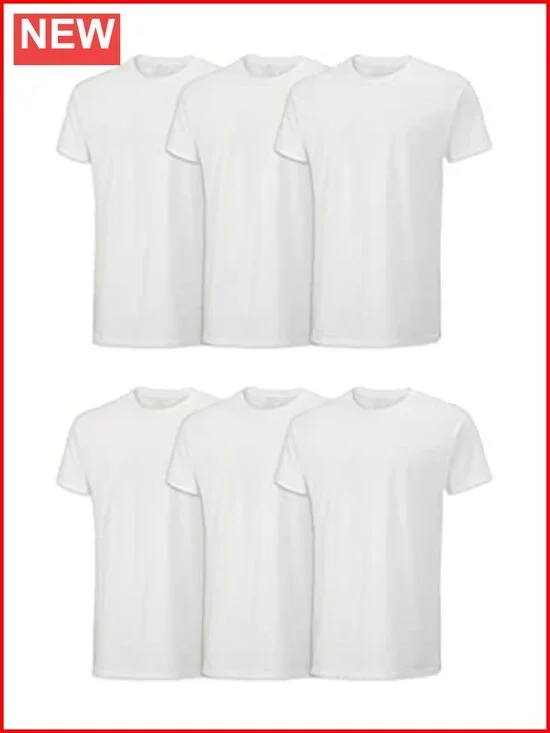 Men's Moisture Wicking Crew Undershirts, Tag Free, 6 Pack