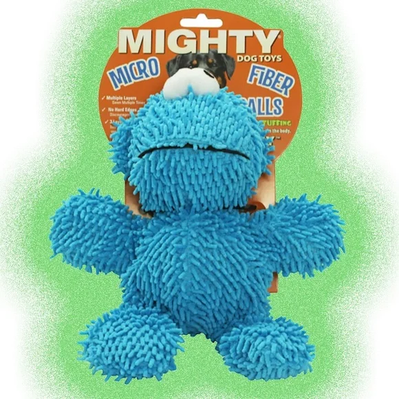 Mighty Toys Microfiber Ball Monster Durable Squeaky Dog Toy Plus Dog Scoop Bags
