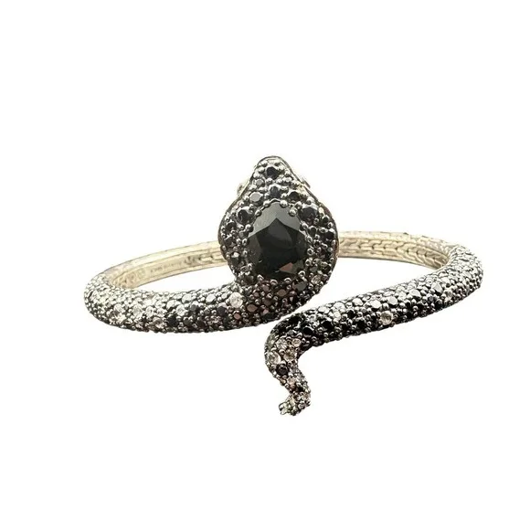 John Hardy Legends Cobra Snake Cuff Black 925 Sterling Silver Cuff Bracelet