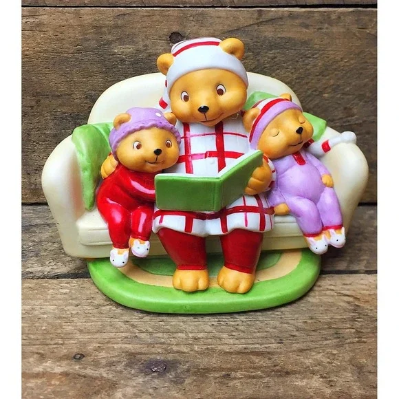 Hallmark Pajama Bears Reading with Dad Porcelain Figure‎