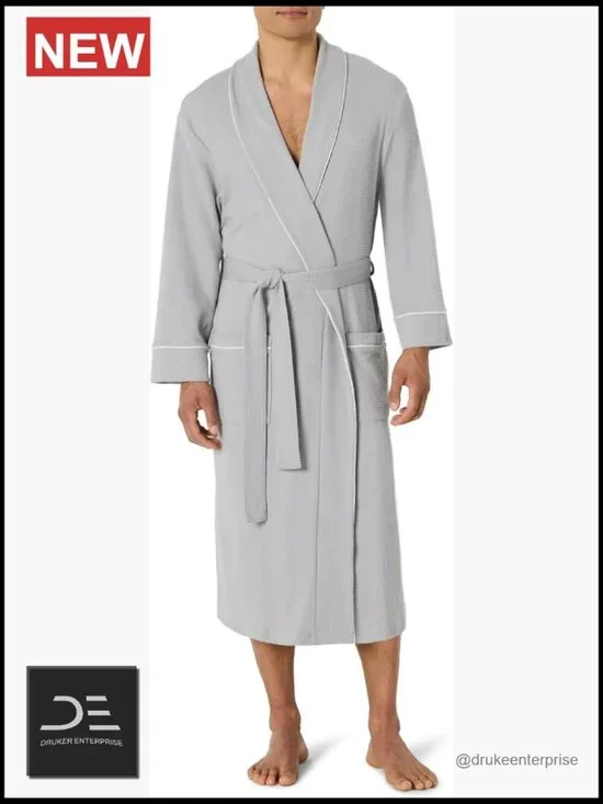 Men's Lightweight Cotton Waffle Bathrobe Big & Tall Relaxed Fit