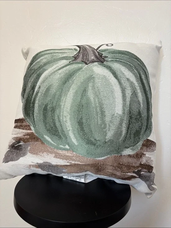 Green Pumpkin Decorative Throw Pillow - Home Holiday