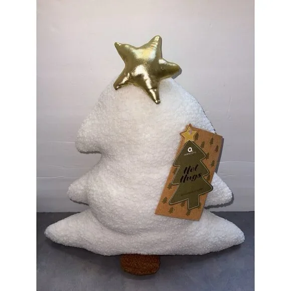 Hot Hugs Sherpa Shaped Christmas Tree Ivory Decorative Heat PadMicrowaveable NWT