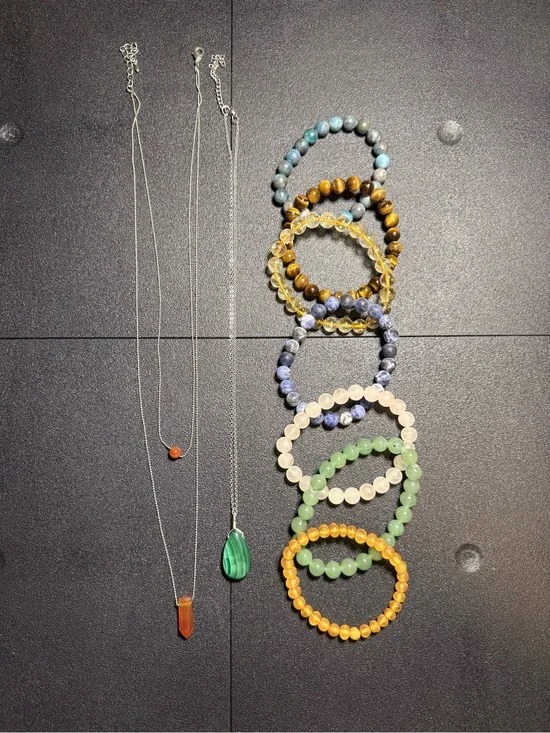 Natural Stone Beaded Bracelets and Pendant Necklaces