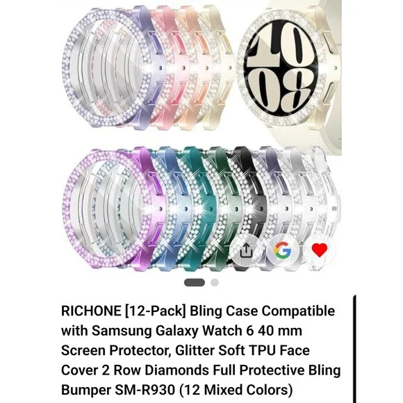 RICHONE 12-Pack Bling Glitter Case + Screen Protector Samsung Galaxy Watch6 40mm