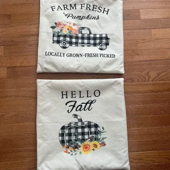 2 decorative toss pillow covers Fall Pumpkin Farm