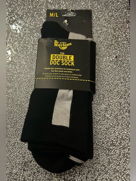 Dr. Martens Black Socks with Gray Stripe - Double Doc Sock M/L