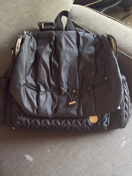 Black Quilted Baby Bag Diaper Backpack