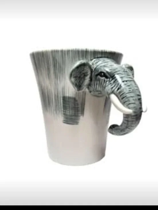 PIER ONE Hand-Painted Collectable Elephant Coffee Mug - NEW