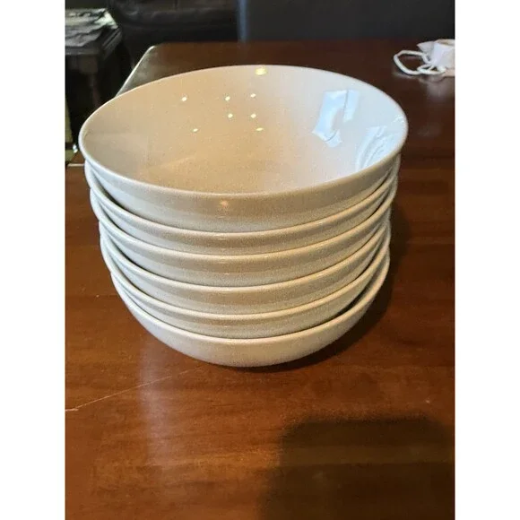 6 PIER 1 IMPORTS  LUMINOUS COLLECTION WHITE PORCELAIN SOUP CEREAL BOWLS