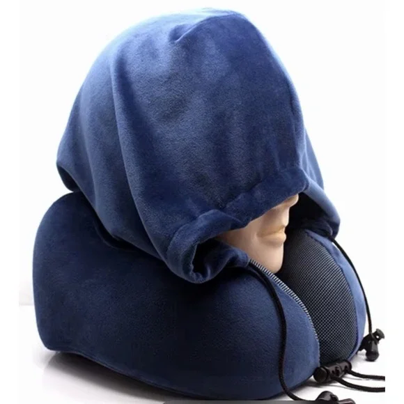 Memory Foam Large Hoodie U Shape Travel Pillow Neck Support Head Rest Soft Hood